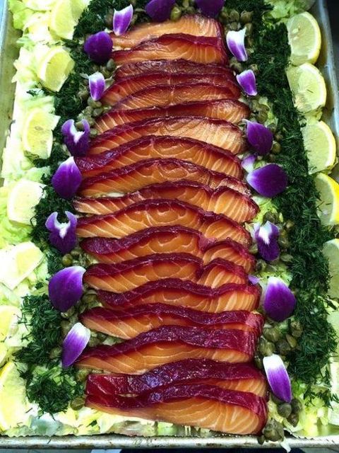Beetroot cured sockeye salmon