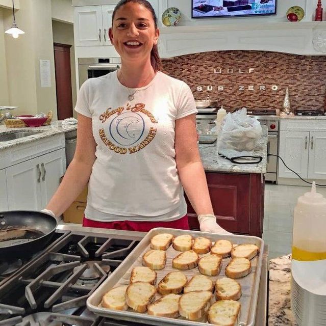 Preparing catering trays in the kitchen