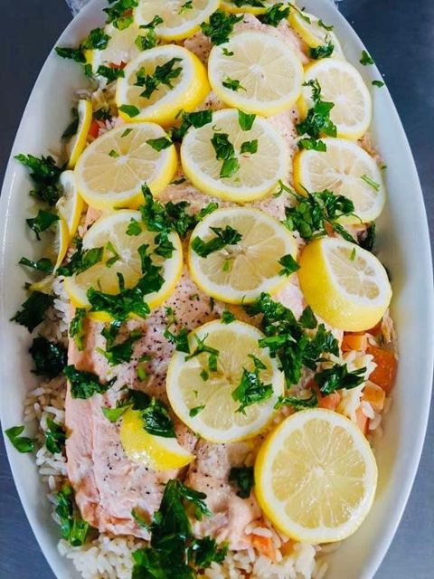 Poached Scottish salmon