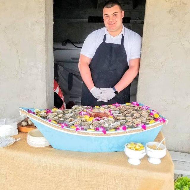 Raw bar display at a catered event